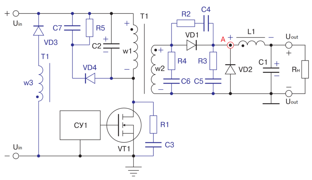 Schematic diagram of a single-cycle direct-acting converter